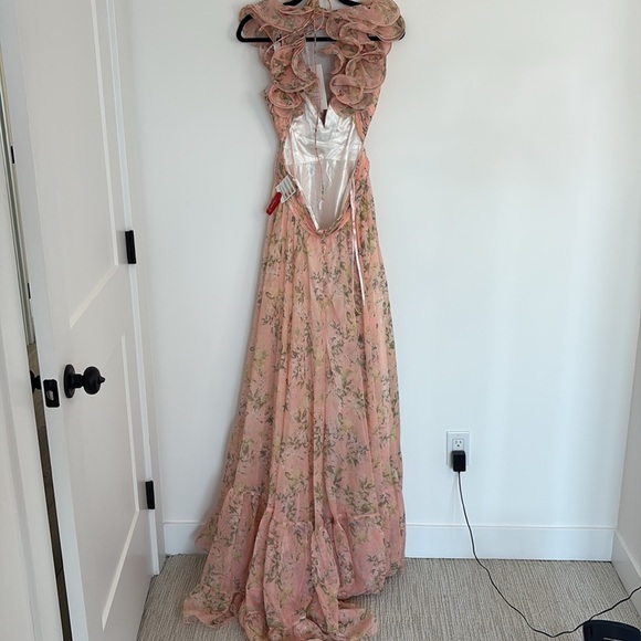 Mac Duggal Ruffle Tiered Floral Cut Out Chiffon Gown - Picture 10 of 13